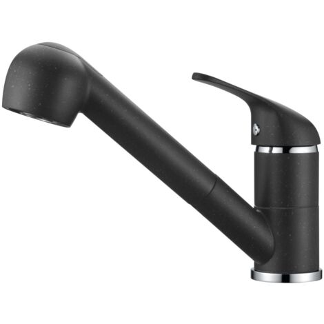 Primaster Küchenarmatur Hamm Granit schwarz mit Handbrause Küchenarmatur