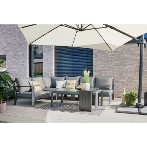Primaster Lounge Set Elbasan Alu Garten Gartenlounge Essgruppe Sitzgruppe XXL