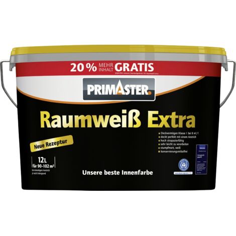 Primaster Raumweiß Extra Wandfarbe konservierungsmittelfrei weiß matt 12 L Innen
