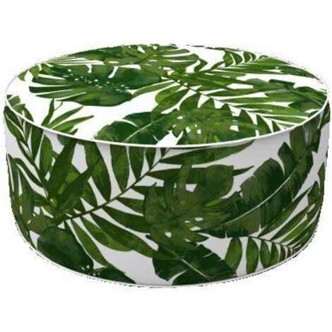 Primaster Sitzpouf aufblasbar weiß grün Ø 53 x 23 cm mit tropischen Blättern Sitzbänke, Hocker & Barhocker