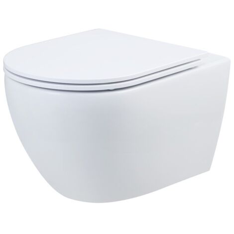 Primaster Wand WC spülrandlos Cerma Tiefspüler weiß inkl. WC Sitz