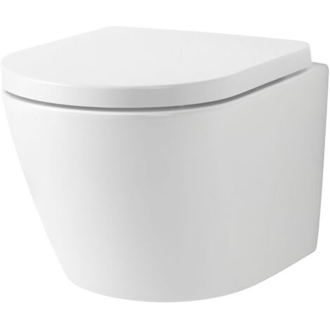 Primaster Wand WC spülrandlos Kea Tiefspüler weiß inkl. WC Sitz Wand-Tiefspül WC