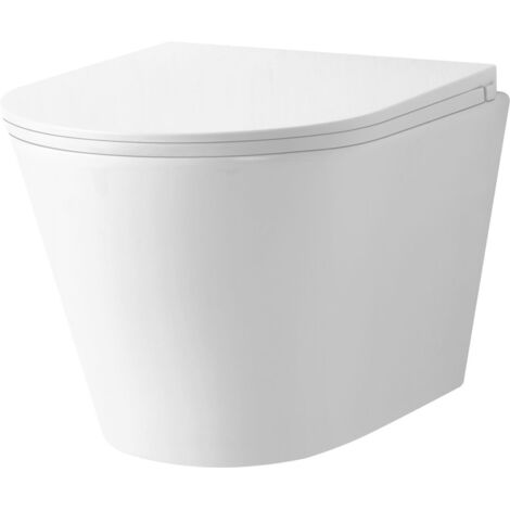 Primaster Wand WC spülrandlos Leros Tiefspüler weiß inkl. WC Sitz Wand-Tiefspül