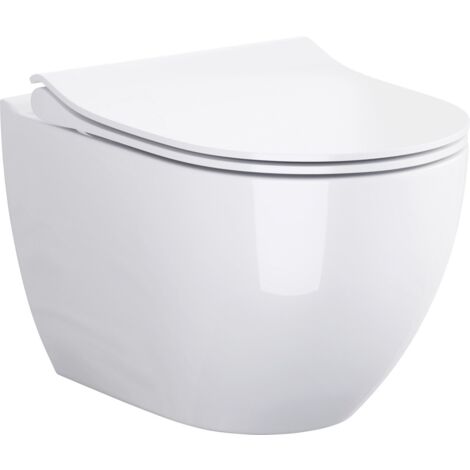 Primaster Wand WC spülrandlos Pandora Tiefspüler weiß inkl. WC Sitz WCs