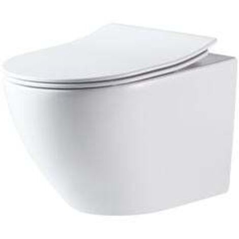 Primaster Wand WC spülrandlos Prag Tiefspüler weiß matt inkl. WC Sitz