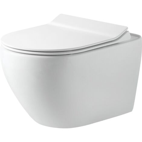 Primaster Wand WC spülrandlos Salvando Tiefspüler weiß inkl. WC Sitz