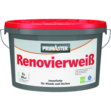 Primaster Wandfarbe Renovierweiß weiß 5 L