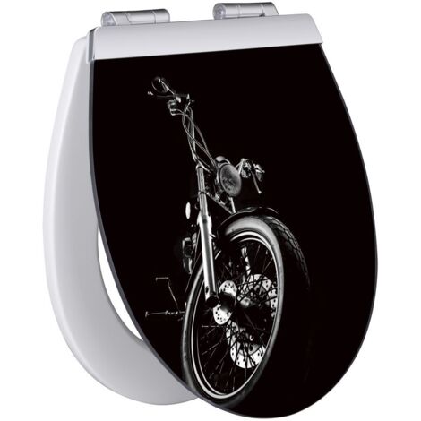 Primaster WC-Sitz mit Absenkautomatik Motorrad weiß Beleuchtung Toilettensitz