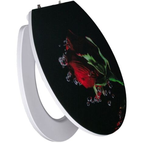 Primaster WC-Sitz mit Absenkautomatik Rote Rose weiß Toilettensitz WC Deckel