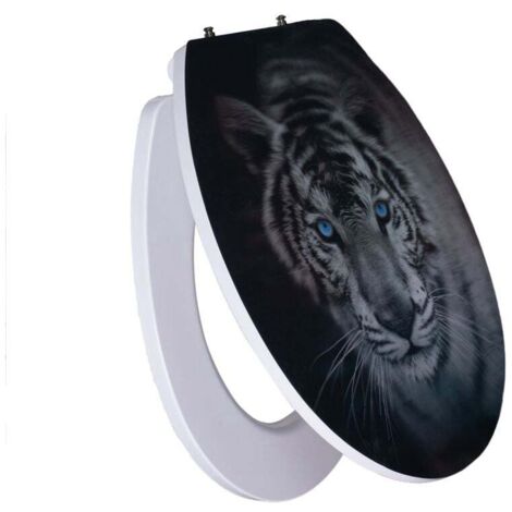 Primaster WC-Sitz mit Absenkautomatik Tiger 3D weiß Toilettensitz Toilettendeckel