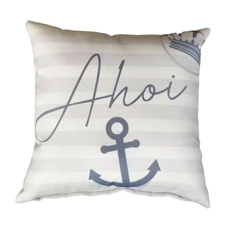 Primaster Wendekissen Ahoi 45x45cm Blau-Weiß Dekokissen Zierkissen Sofakissen