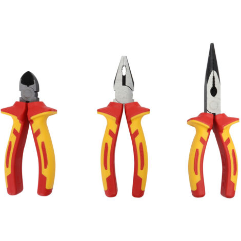 Primaster Zangen-Set 3-teilig VDE Kombizange Flachrundzange Seitenschneider Zangensatz