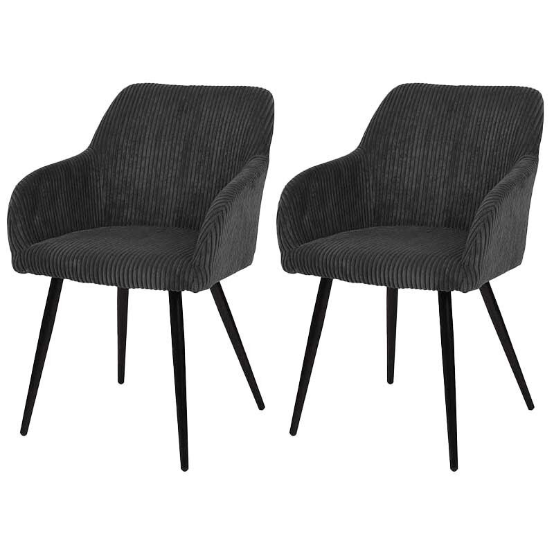 Lisa Design - Primavera - lot de 2 chaises - gris anthracite - en velours côtelé - gris anthracite