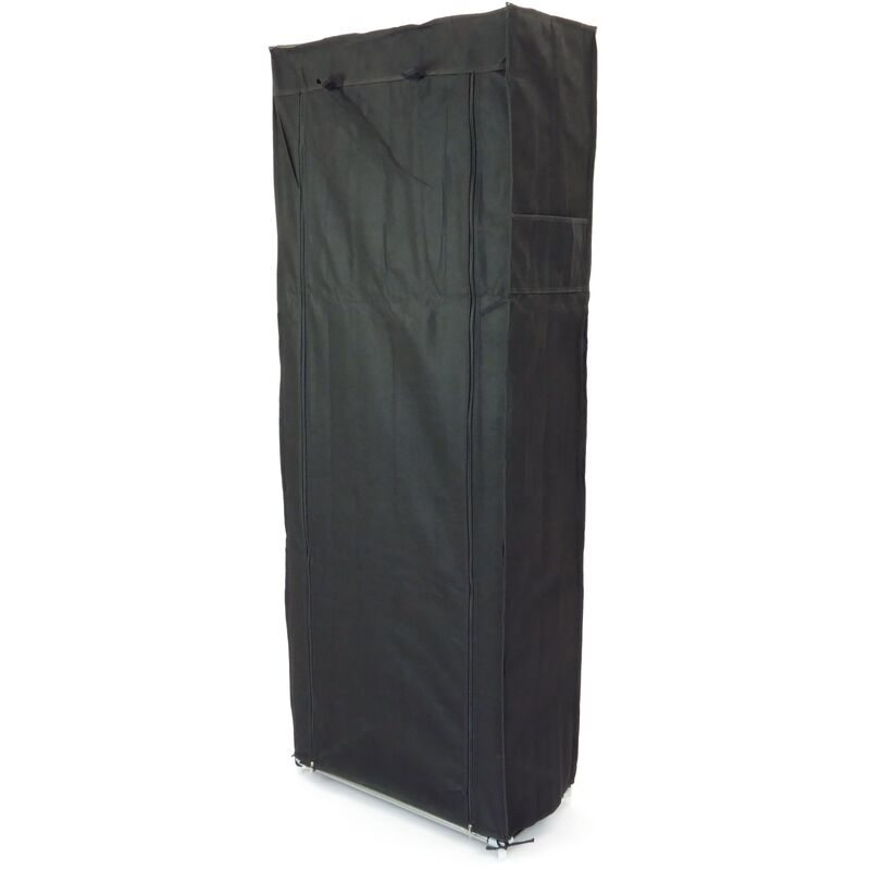 Armadio guardaroba e scarpe in acciaio tessuto 60 x 30 x 160 cm nero con porta avvolgibili - Primematik