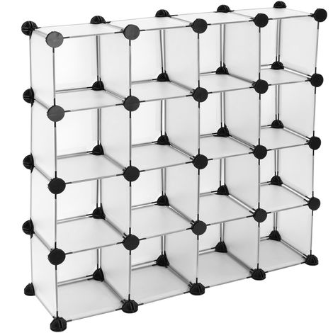 PrimeMatik Armadio Guardaroba scaffale modulare di 9 cubi 35x35cm Bianco con Porte 