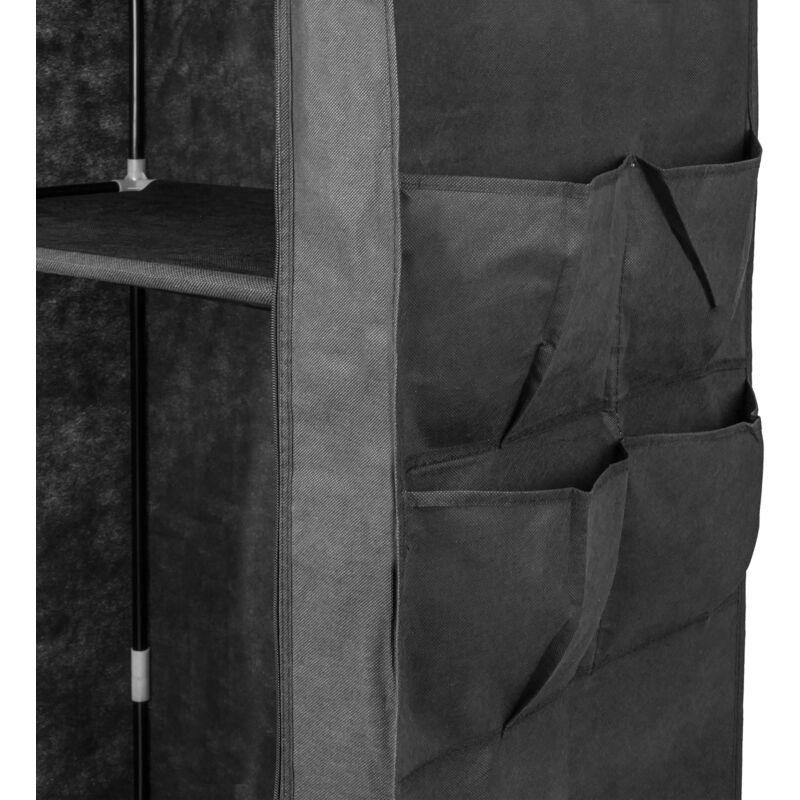 Armario ropero guardarropa de Tela Desmontable 70 x 45 x 155 cm Negro PrimeMatik