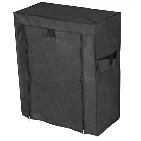 PrimeMatik - Armario ropero y zapatero de tela desmontable 60 x 30 x 72 cm negro con puerta enrollable