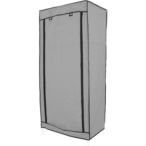 PrimeMatik - Armoire de rangement en tissu 70 x 45 x 155 cm gris avec porte rouleau