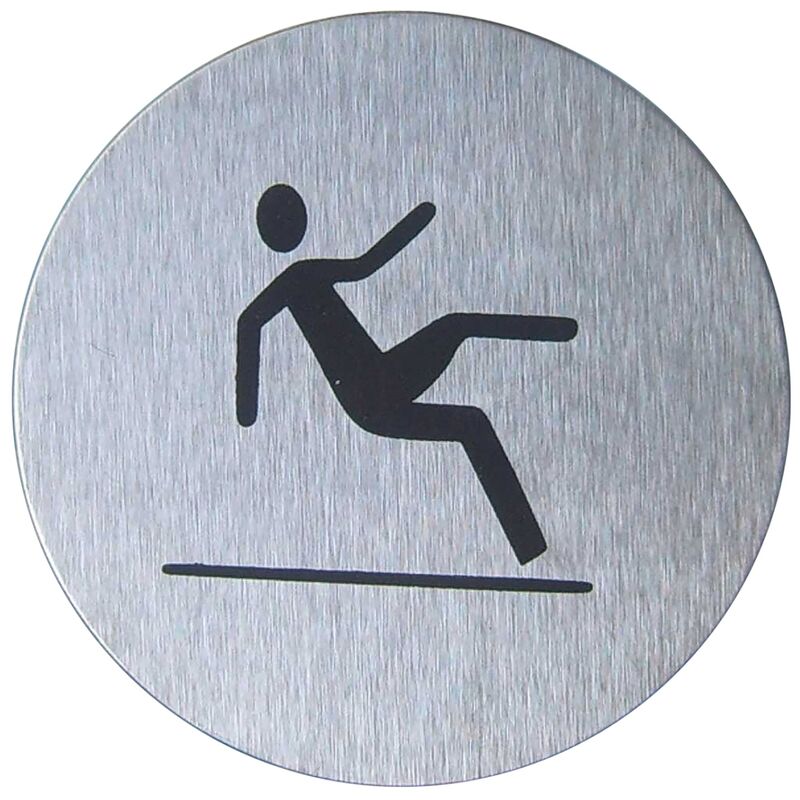 Image of Attenzione pavimento scivoloso segno in acciaio inox 65 millimetri - Primematik