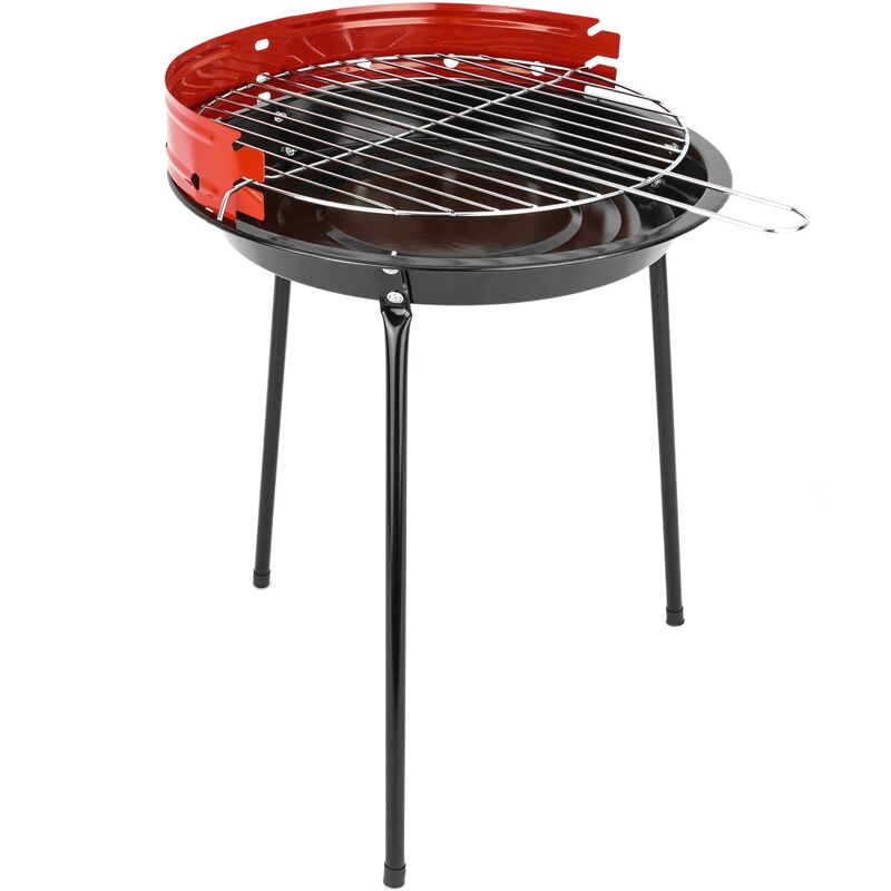 Primematik - Barbecue à charbon de bois rond 33x45 cm avec pieds Grille de barbecue pour le jardin et le camping