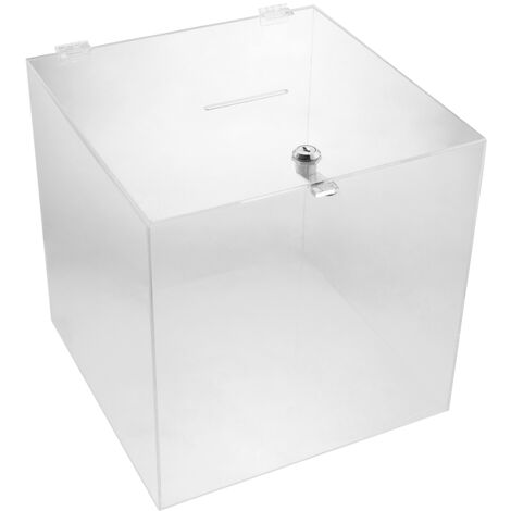 PrimeMatik - Boîte urne en méthacrylate transparent avec clé de sécurité 30x30x30 cm