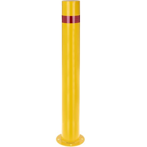 PrimeMatik - Borne en acier avec socle cloué jaune 110 x 960 mm