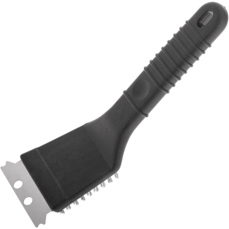 Primematik - Brosse grattoir avec spatule en métal pour nettoyer le barbecue 21,5 cm