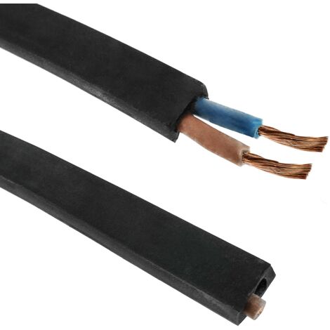 PrimeMatik - Cable eléctrico rectangular 6x10 mm de 2x1.5 para guirnaldas de 50 m negro