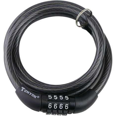 PrimeMatik - Câble en acier avec cadenas pour vélo 8x1200 mm avec combinaison