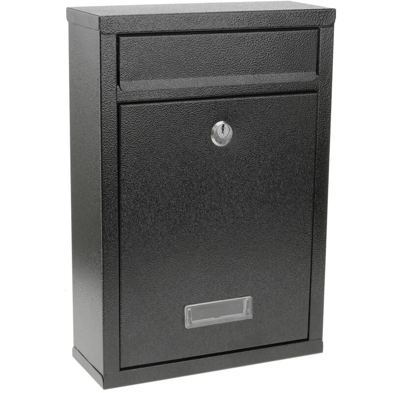 Image of Cassetta delle lettere casella postale e posta metallico di colore nero da parete 215 x 82 x 315 mm - Primematik