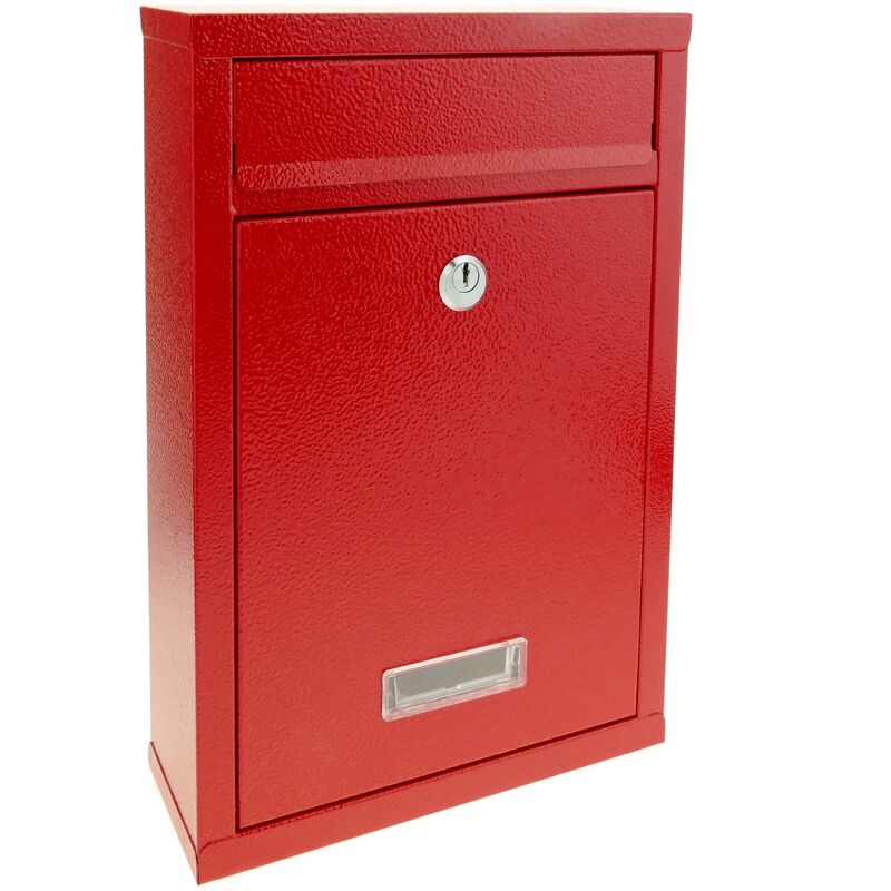 Image of PrimeMatik - Cassetta delle lettere casella postale e posta metallico di colore rosso da parete 215 x 80 x 315 mm
