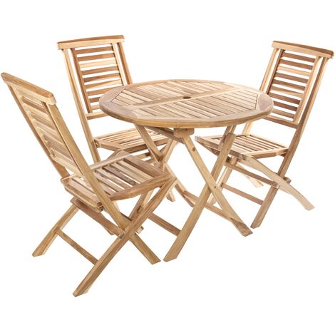 Conjunto de mesa 135 x 85 cm y 4 sillas para jardín exterior de madera de  teca certificada - Cablematic