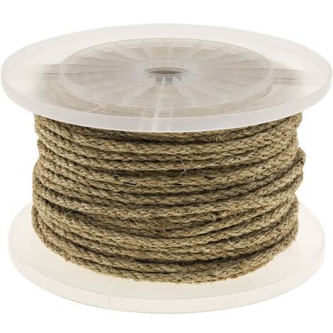 PrimeMatik - Corda di sisal intrecciata 3 fili 100 m x 6 mm naturale