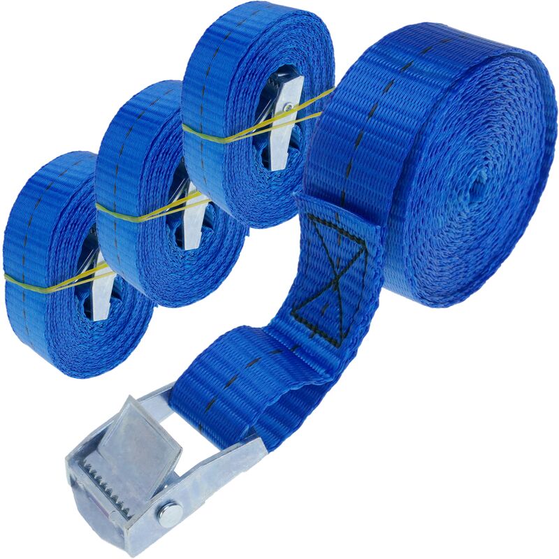 

Pack de 4 Cinchas de amarre con hebilla de 4m x 25mm 250 Kg, Color azul - Primematik