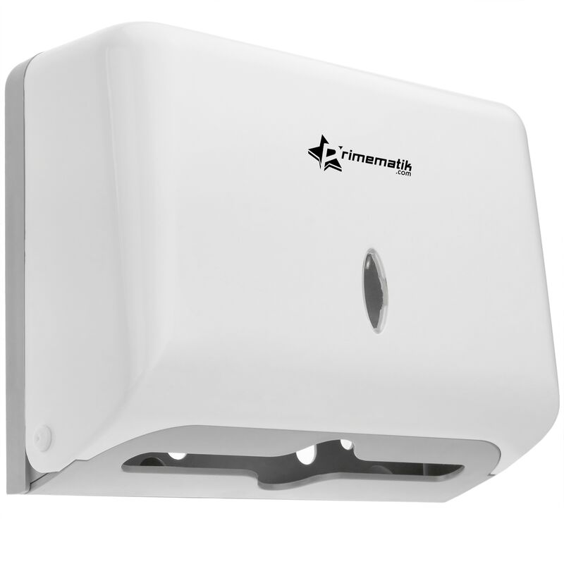 PrimeMatik - Dispenser per asciugamani di carta intercalati per bagno in colore bianco 268x103x204mm