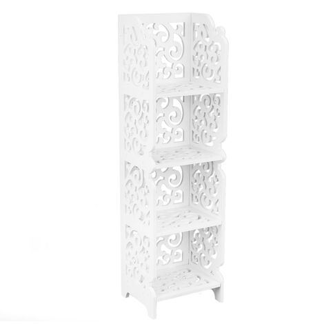 PrimeMatik - Étagère de Rangement en bois-plastique Bibliothèque décorative avec 4 étagères blanc 24x20x85cm