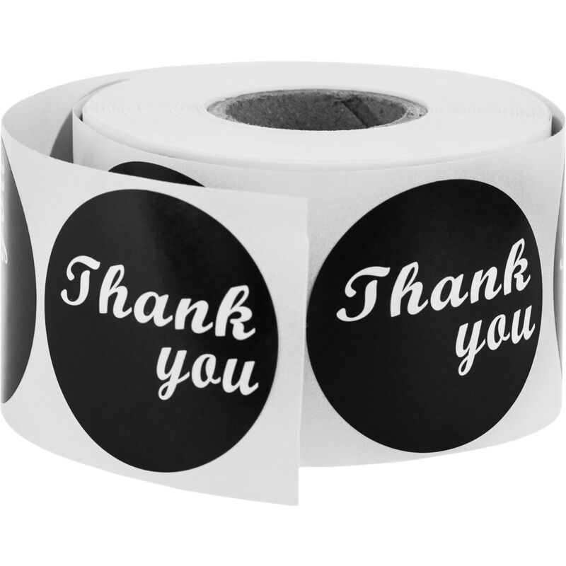 

Etiqueta adhesiva redonda de 38 mm color negro 'Thank You' - Primematik