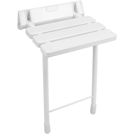 main image of "PrimeMatik - Folding shower seat. Folding chair for the elderly in plastic and aluminum gray 320x328mm with legs"
