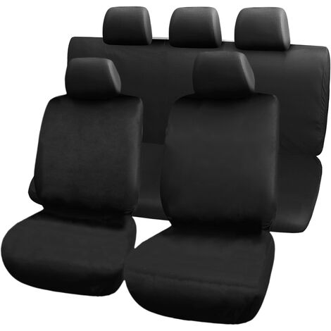 PrimeMatik - Fundas de asiento coche negras. Cubiertas protectoras universal para los 5 asientos del automóvil
