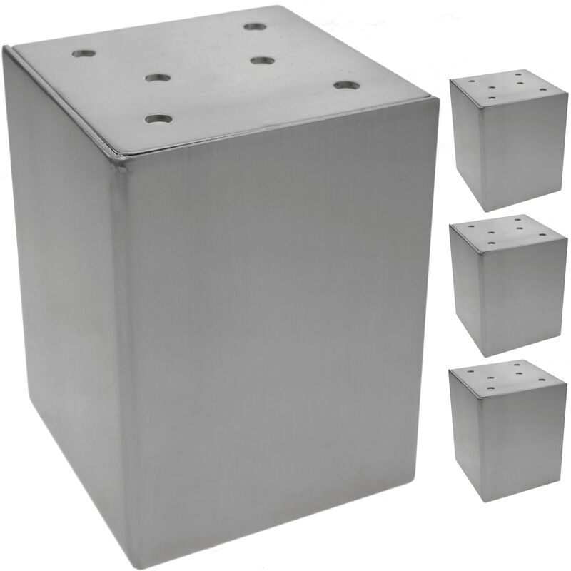 Image of Gambe cubico. Piedini da tavolo per mobili e scrivania in acciaio inossidabile 10cm 4-pack - Primematik