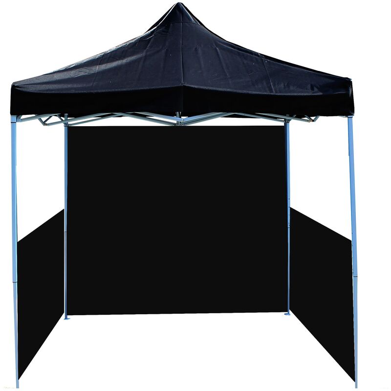 PrimeMatik - Gazebo pieghevole nero tenda 250x250cm con tessuti laterali