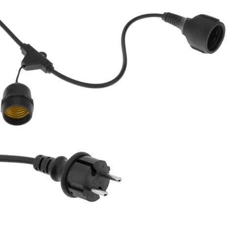 PrimeMatik - Guirnalda de 10 bombillas luces con casquillo E27 exterior IP44 cable eléctrico de 5m extensible
