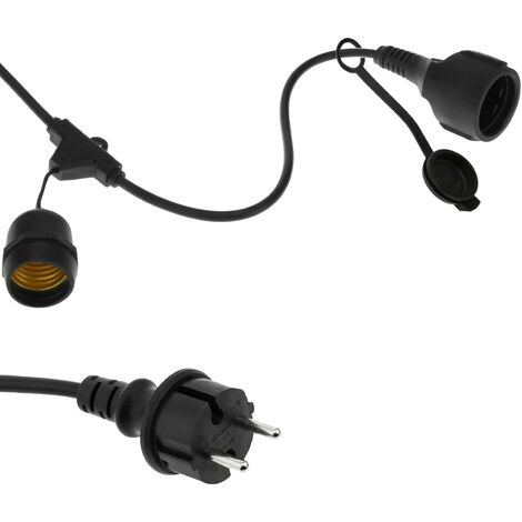 PrimeMatik - Guirnalda de 5 bombillas luces con casquillo E27 para exterior IP44 cable eléctrico de 5m extensible