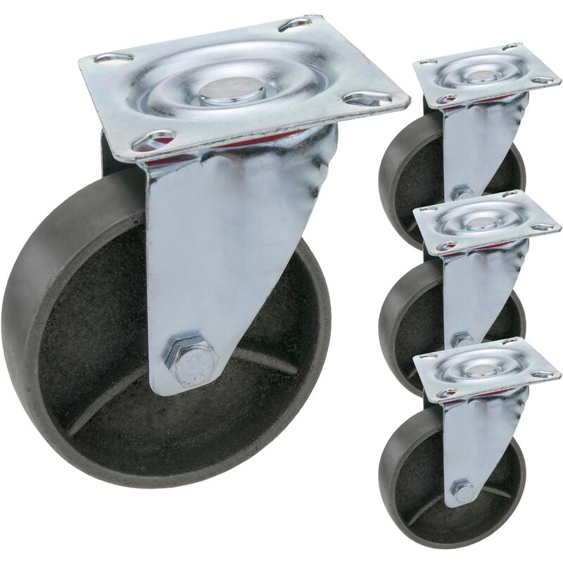 Industrial pivoting wheels in metal without brake 100mm 4 units - Primematik