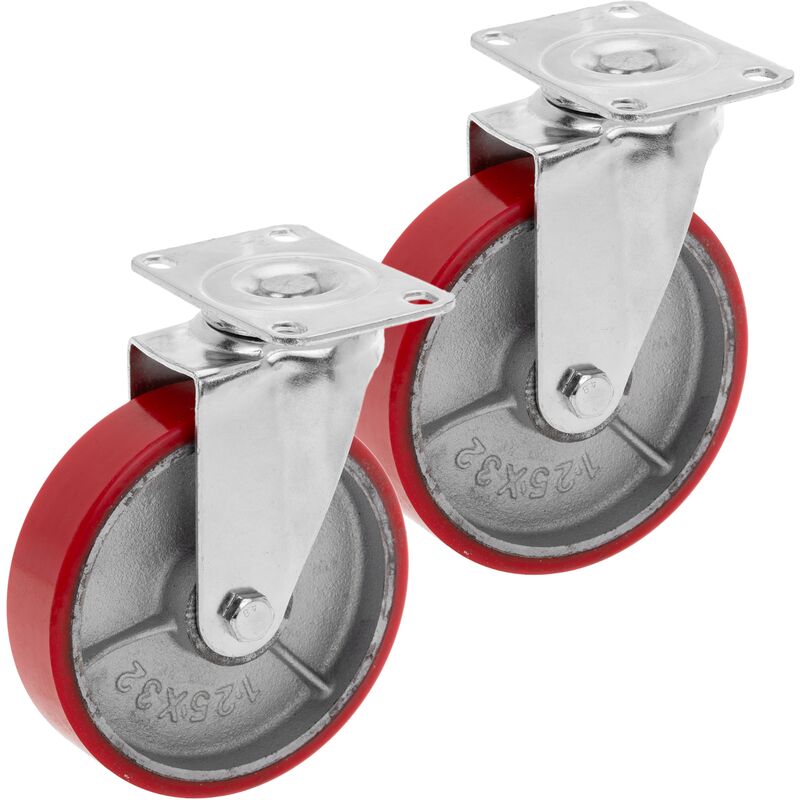 Industrial pivoting wheels in polyurethane and metal without brake 125 mm 2 units - Primematik