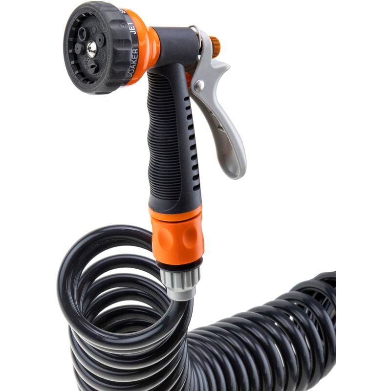 

Kit manguera jardín espiral 15 m 3/8' 9 mm 5 modos de rociado - Primematik