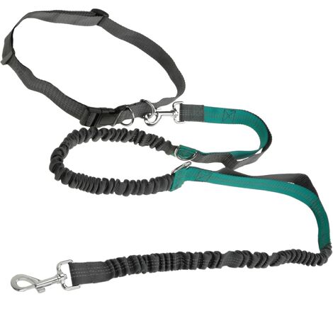 PrimeMatik - Laisse ajustable pour chiens de jogging 160-220 cm. Ceinture mains libres élastique et réfléchissante avec ceinture