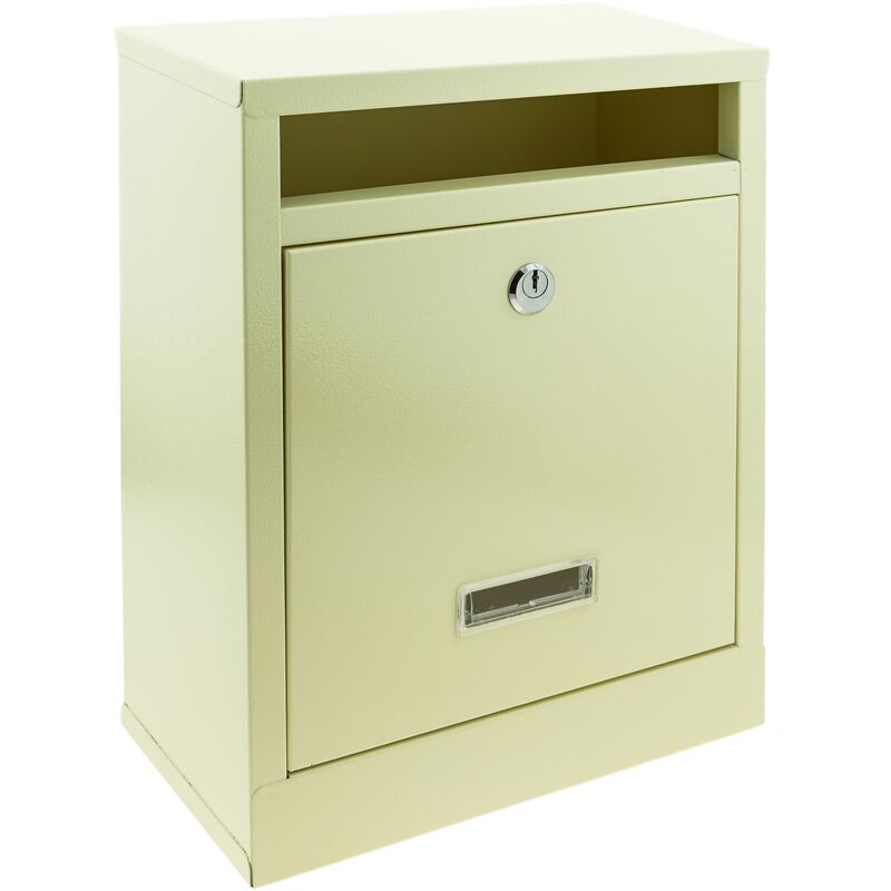 Letter mail post box mailbox letterbox antique metallic in ivory white for wallmount 24 x 12 x 31 cm - Primematik