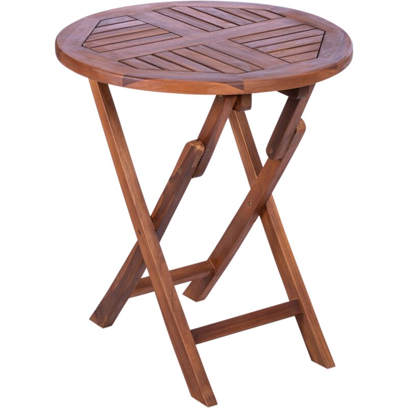 

PrimeMatik - Mesa redonda 66 cm plegable para jardín exterior de madera de teca certificada