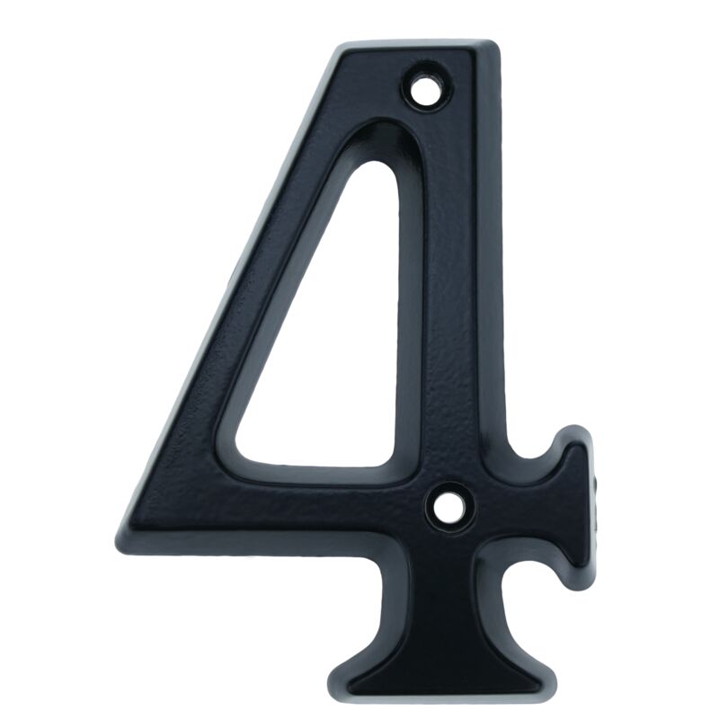 Image of Primematik - Numero 4 in metallo nero 95mm con viti per la segnaletica